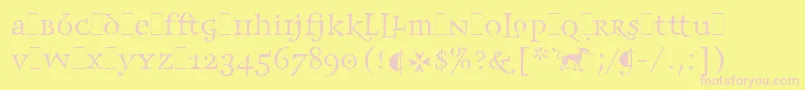 FrancesUncialLetPlain.1.0 Font – Pink Fonts on Yellow Background