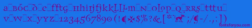 FrancesUncialLetPlain.1.0-Schriftart – Violette Schriften auf blauem Hintergrund
