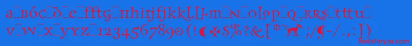 FrancesUncialLetPlain.1.0-fontti – punaiset fontit sinisellä taustalla