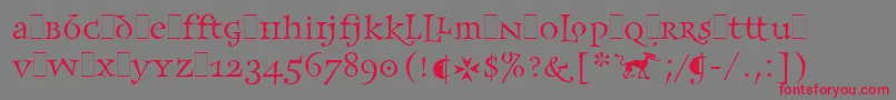 FrancesUncialLetPlain.1.0 Font – Red Fonts on Gray Background