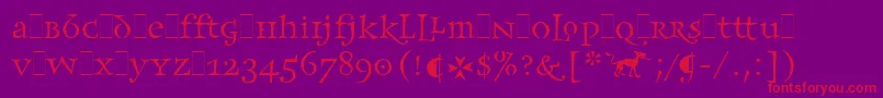 フォントFrancesUncialLetPlain.1.0 – 紫の背景に赤い文字