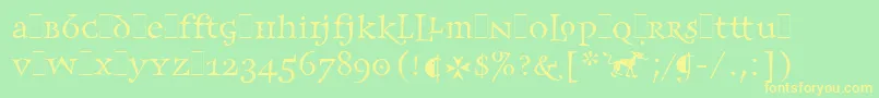 FrancesUncialLetPlain.1.0-Schriftart – Gelbe Schriften auf grünem Hintergrund