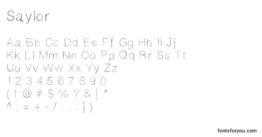 A fonte Saylor – alfabeto, números, caracteres especiais