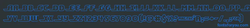 フォントShiningheraldout – 黒い背景に青い文字