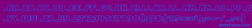 フォントShiningheraldout – 紫色の背景に青い文字