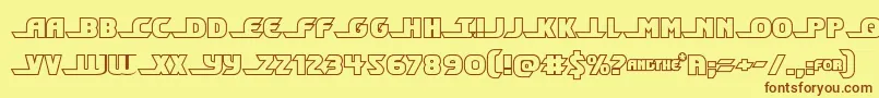 フォントShiningheraldout – 茶色の文字が黄色の背景にあります。