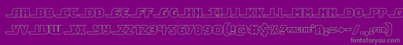 フォントShiningheraldout – 紫の背景に灰色の文字