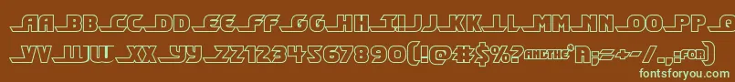 フォントShiningheraldout – 緑色の文字が茶色の背景にあります。