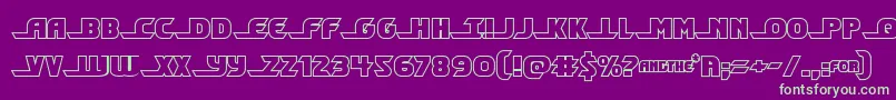 フォントShiningheraldout – 紫の背景に緑のフォント