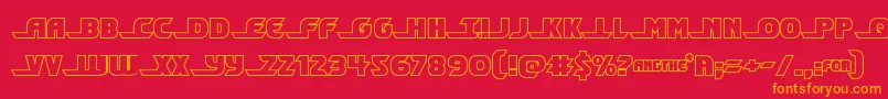Shiningheraldout-Schriftart – Orangefarbene Schriften auf rotem Hintergrund