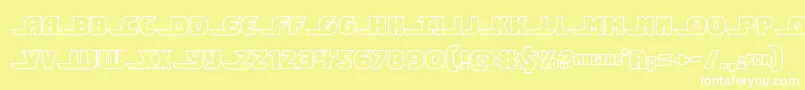 Shiningheraldout-fontti – valkoiset fontit keltaisella taustalla