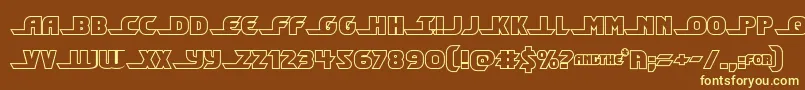 Shiningheraldout-fontti – keltaiset fontit ruskealla taustalla