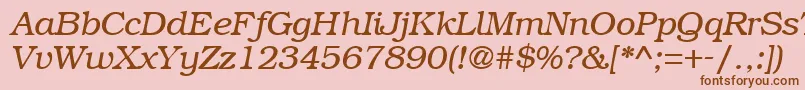 Fonte BookmanRegularitalic – fontes marrons em um fundo rosa