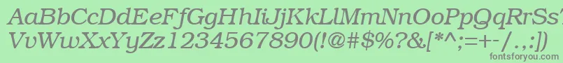 Fonte BookmanRegularitalic – fontes cinzas em um fundo verde