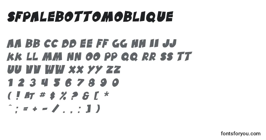 A fonte SfPaleBottomOblique – alfabeto, números, caracteres especiais