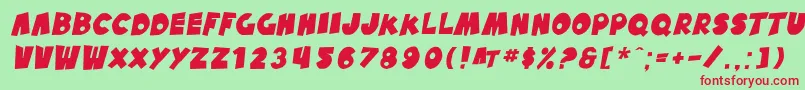 フォントSfPaleBottomOblique – 赤い文字の緑の背景