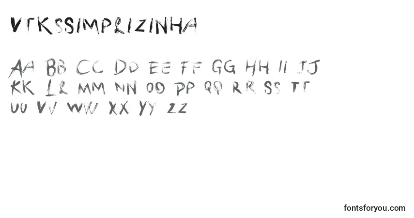 A fonte VtksSimplizinha – alfabeto, números, caracteres especiais