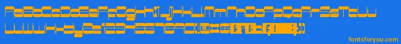 RetroMania-Schriftart – Orangefarbene Schriften auf blauem Hintergrund