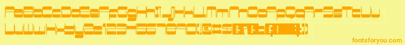 RetroMania-Schriftart – Orangefarbene Schriften auf gelbem Hintergrund