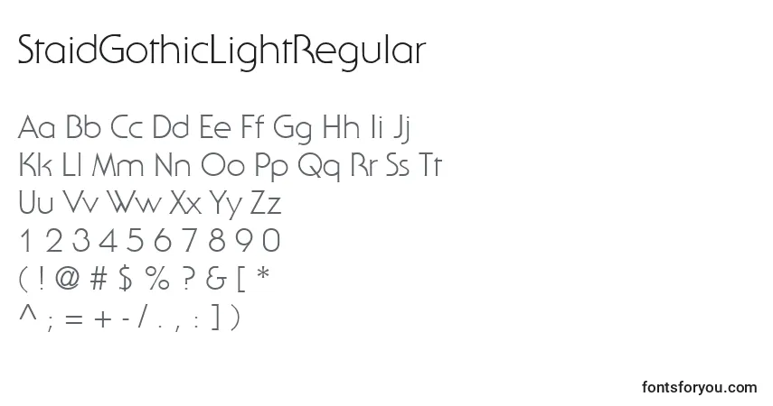 A fonte StaidGothicLightRegular – alfabeto, números, caracteres especiais