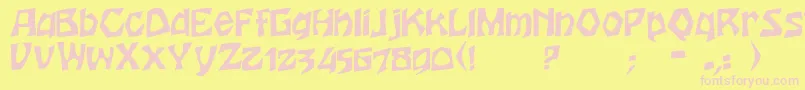 PowdersNormal-fontti – vaaleanpunaiset fontit keltaisella taustalla