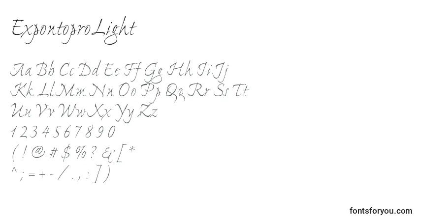 ExpontoproLight Font – alphabet, numbers, special characters