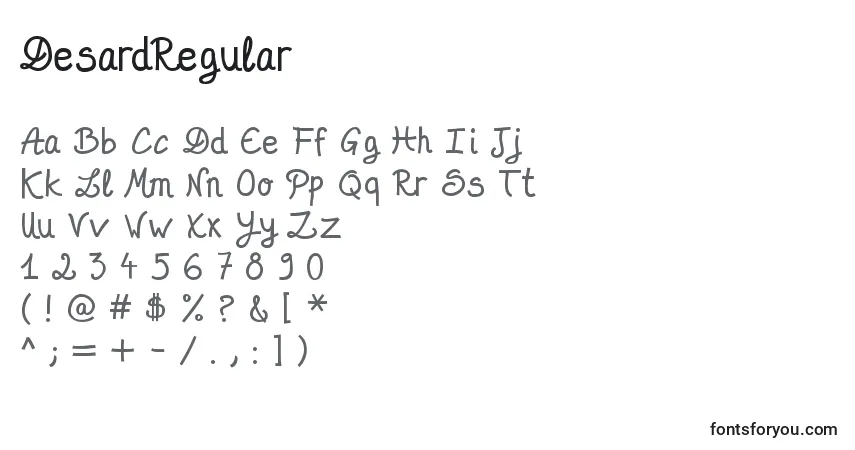 Czcionka DesardRegular – alfabet, cyfry, specjalne znaki