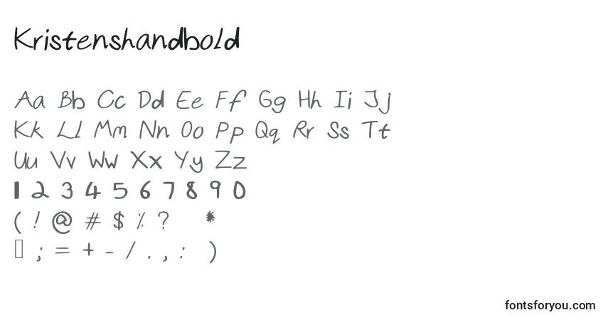 Czcionka Kristenshandbold – alfabet, cyfry, specjalne znaki