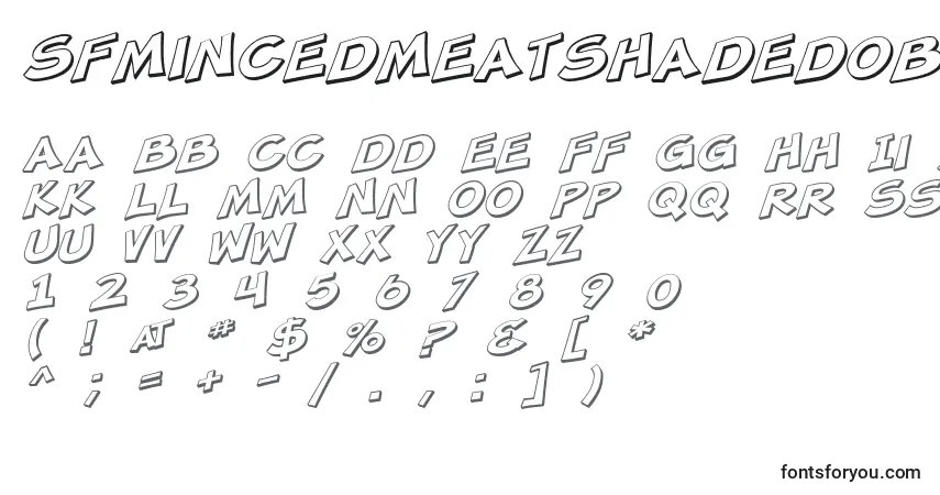 Шрифт SfMincedMeatShadedOblique – алфавит, цифры, специальные символы