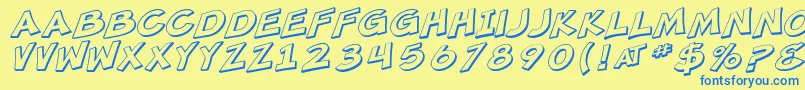 SfMincedMeatShadedOblique Font – Blue Fonts on Yellow Background