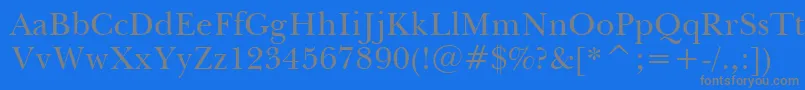 BaskervilleBt-Schriftart – Graue Schriften auf blauem Hintergrund