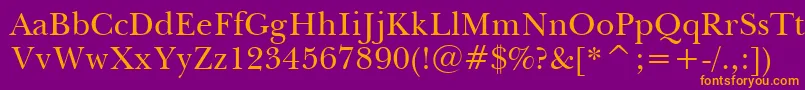 BaskervilleBt Font – Orange Fonts on Purple Background