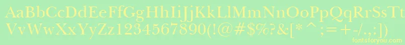 Fonte BaskervilleBt – fontes amarelas em um fundo verde