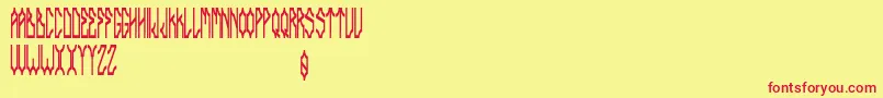 Delarocca-Schriftart – Rote Schriften auf gelbem Hintergrund