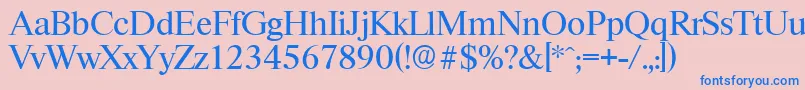 RiccioneserialRegular-Schriftart – Blaue Schriften auf rosa Hintergrund