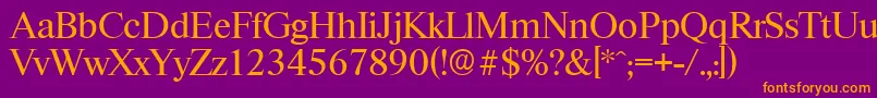 RiccioneserialRegular-Schriftart – Orangefarbene Schriften auf violettem Hintergrund