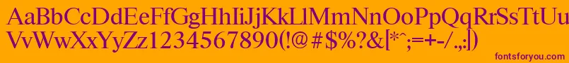 RiccioneserialRegular-Schriftart – Violette Schriften auf orangefarbenem Hintergrund