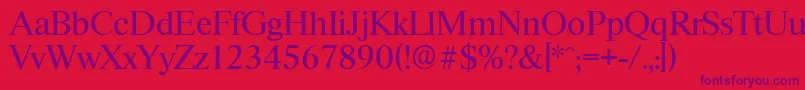 RiccioneserialRegular Font – Purple Fonts on Red Background