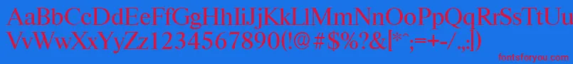 RiccioneserialRegular Font – Red Fonts on Blue Background