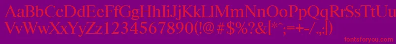 RiccioneserialRegular Font – Red Fonts on Purple Background