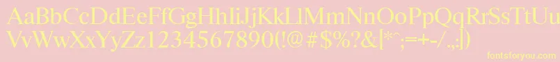 RiccioneserialRegular-Schriftart – Gelbe Schriften auf rosa Hintergrund