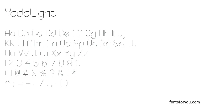 YodoLight Font – alphabet, numbers, special characters
