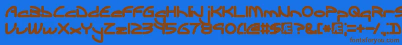 フォントEclipticBrk – 茶色の文字が青い背景にあります。