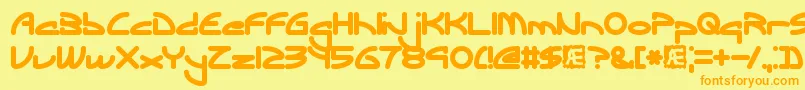 フォントEclipticBrk – オレンジの文字が黄色の背景にあります。