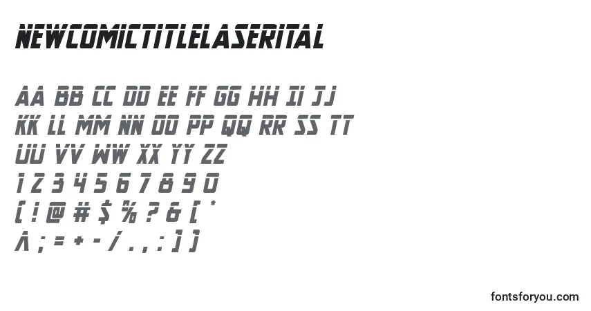 Schriftart Newcomictitlelaserital – Alphabet, Zahlen, spezielle Symbole