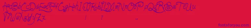 LunarOatmeal-Schriftart – Violette Schriften auf rotem Hintergrund