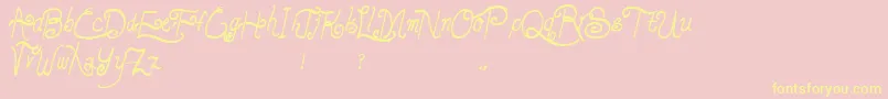 LunarOatmeal-Schriftart – Gelbe Schriften auf rosa Hintergrund