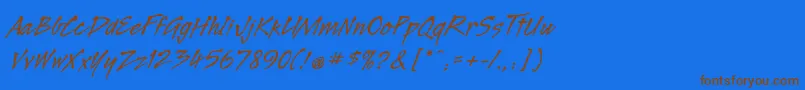 フォントLegaultstd – 茶色の文字が青い背景にあります。