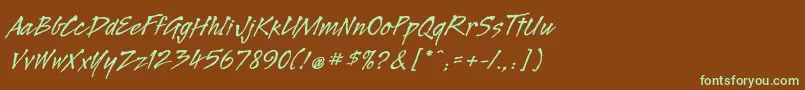 フォントLegaultstd – 緑色の文字が茶色の背景にあります。