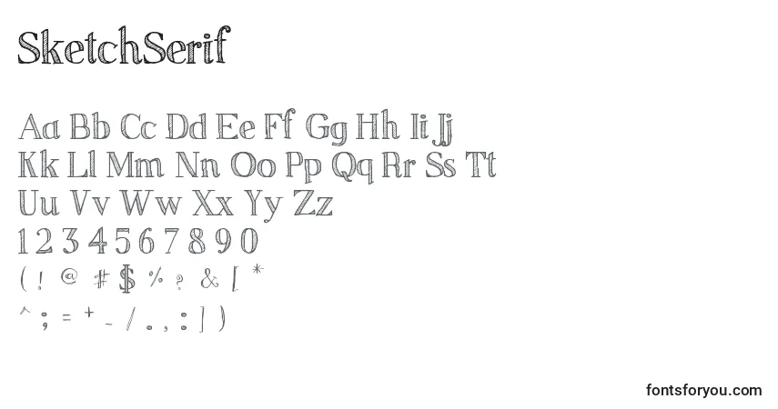A fonte SketchSerif (112169) – alfabeto, números, caracteres especiais